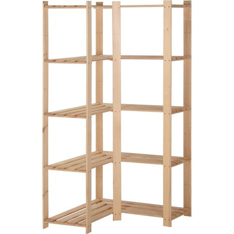 vidaXL Estantería de esquina 5 niveles pino macizo 82,5x82,5x170 cm (1/5)