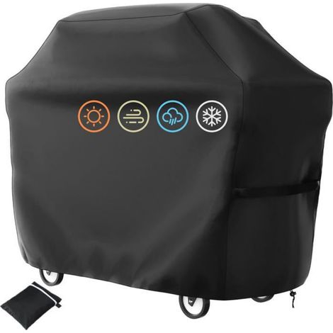 Housse de barbecue, imperméable, avec poche et cordon réglable, anti-UV et résistante (150x61x100cm) (1/4)