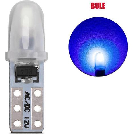 Lot de 10 ampoules LED T5 W3W W1,2W pour tableau de bord de voiture, 3014, 2 SMD, blanches, non polarisées, 12 V CC (1/5)