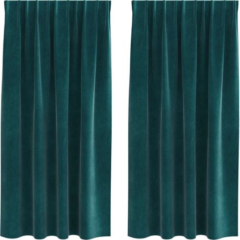 Rideaux occultants 2 pcs Vert foncé 140 x 175 cm Velours