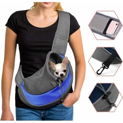 Sac de Transport Chien Sac à Bandoulière pour Chat Chiot Réglable Sac de Voyage pour Petits Animaux Sac à Main Chien avec Pochette en Filet Respirant Sacoche Chien Portable pour Marché Extérieur,Guazh (1/4)