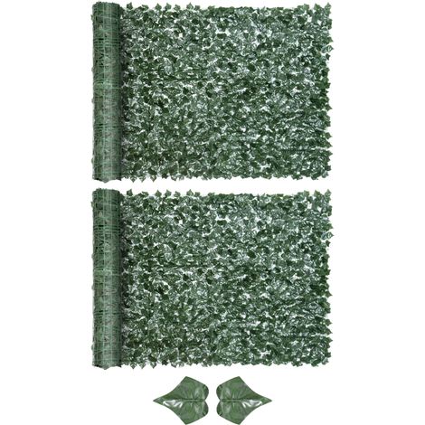 Lot de 2 haies artificielles - Outsunny - brise-vue décoration rouleau feuillage réaliste anti-UV - PE - 3 x 1,5 m - vert (1/5)