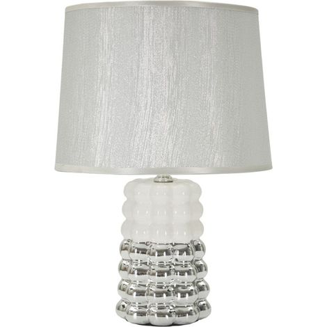 Lampada da tavolo Lace bianca e argento in ceramica Ø23×33 cm