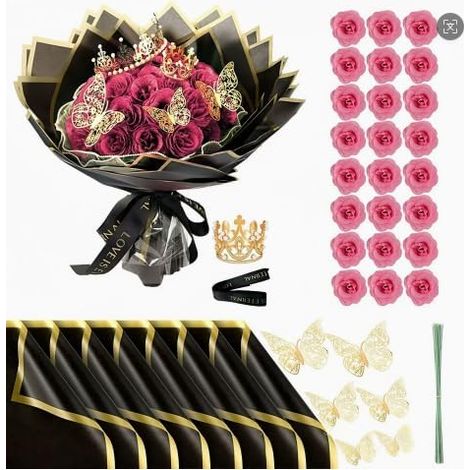 Fleurs Artificielles Rose 24 Pièces Roses Artificielles à Paillettes (1/5)