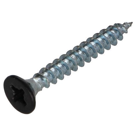 VBA Vis bois agglo Tête fraisée Pozi N°2 4.5X35 Filetage total Acier zingué RAL9004 noir de sécurite 30%BRI-1 pièce