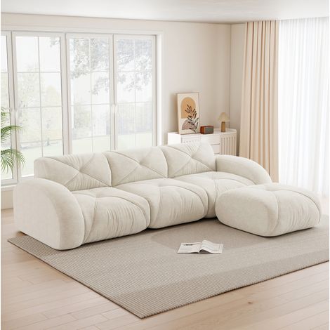 Modulares Sofa Dreisitzer Chenille Hellbeige OKMYHOME (1/5)