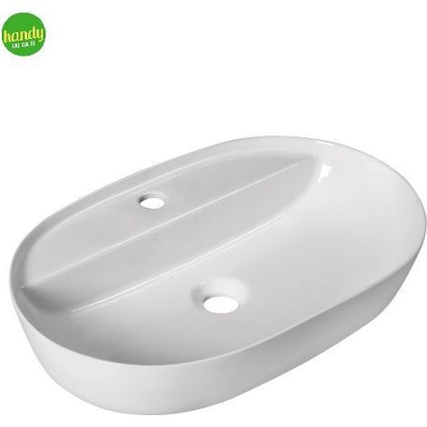 Lavabo da appoggio in ceramica bianca con foro rubinetteria modello ventus 60 60,5x40,5x13,5  cm BARBOTTINA