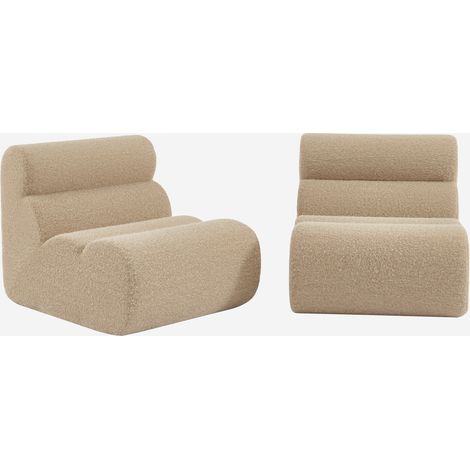 Divano modulare tessuto effetto alpaca, 2 posti