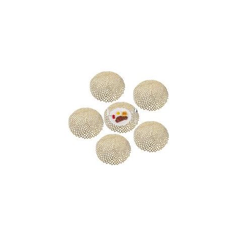 Set de Table Napperon Antidérapant Lavable en PVC Lot de 6 Placemat Elegants Résiste à la Chaleur pour la Cuisine Restaurant d'or