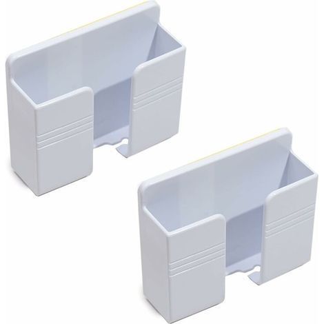 Set mit 2 Wandhalterungen für Mobiltelefone – Ladekabel – Fernbedienung – 3 m – Universelle Wandhalterung – Weiß (1/5)