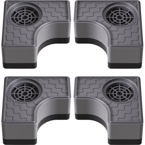 Lot de 4 patins pour machine à laver – Patins en plastique gris anti-vibration antidérapants surélevés pour machines à laver, réfrigérateurs et appareils ménagers (1/5)