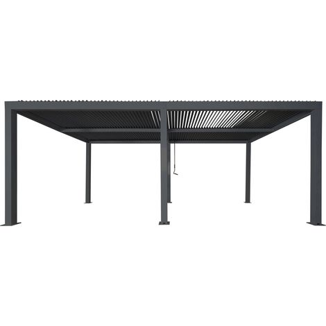 Pergola bioclimatique 583 x 301 cm hauteur 220 cm toit à lames orientables aluminium anthracite 040010263