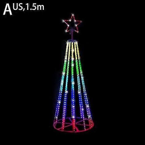 Adorno navideño de cono para árbol con luces LED y estrella en la cima, para interiores y exteriores. (1/5)