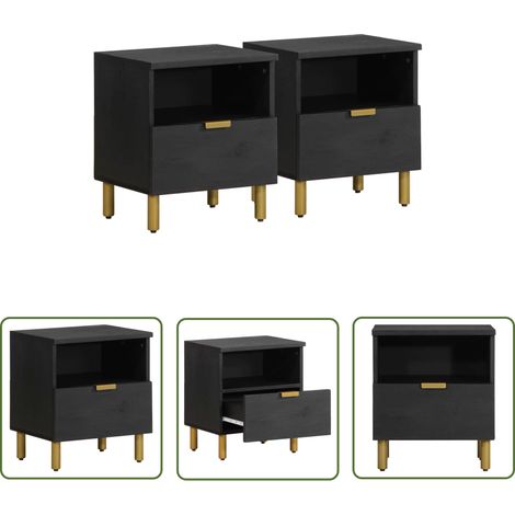 vidaXL Table de chevet noir 40x33x46 cm bois d'ingénierie (1/5)