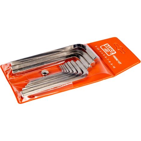 Bahco Metrischer Sechskant-Winkelschraubendreher-Satz, vernickelt, 2 bis 10 mm - 10-tlg. (1/3)