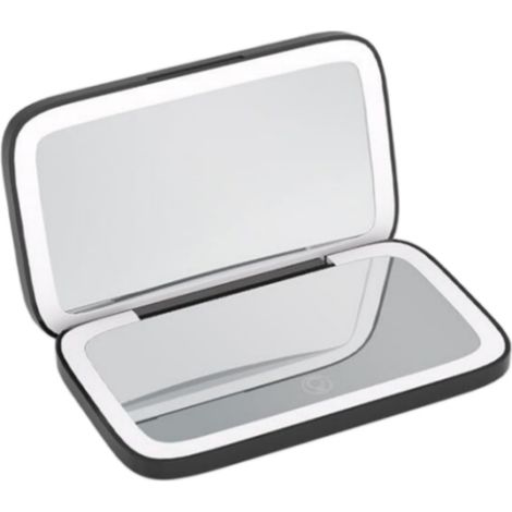 Miroir de Maquillage Pliable avec Loupe 5X Mini Miroir de Courtoisie Carré Chargement USB Portable Double Face Miroir de Poche Compact Noir (1/5)