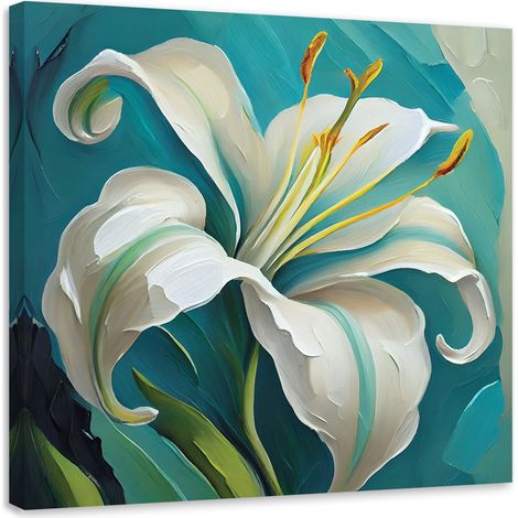 Tableau sur toile Tableau sur toile Lys turquoise peint 40x40 (1/5)