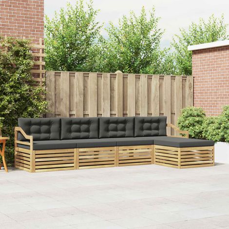 vidaXL Outdoor-Sofagarnitur 5 Stk. Weiß und Anthrazit Polyester (1/5)