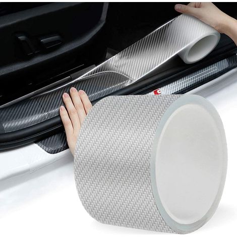 Protection de seuil de portière de Voiture en Fibre de Carbone 5D Film de Protection Autocollant pour portière de Voiture/Pare-Chocs Avant et arrière/Protection de seuil (7cmx10m, Transparent) (1/5)