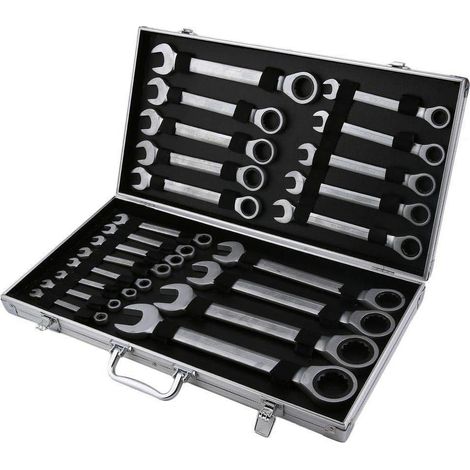 Juego de llaves de carraca de carraca de 6-32 mm, 22 piezas en maletín, llaves inglesas, herramientas de mano, para uso comercial u ocasional (1/5)