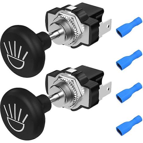 Lot de 2 interrupteurs à poussoir/tirette pour phares de voiturette de golf 12 volts, universels, compatibles avec les voitures de golf Club Car. (1/5)