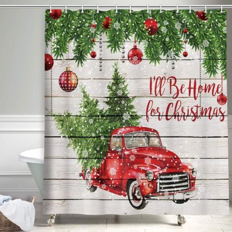 Merry Christmas Shower Curtains, Colorful Christmas Balls with Pi