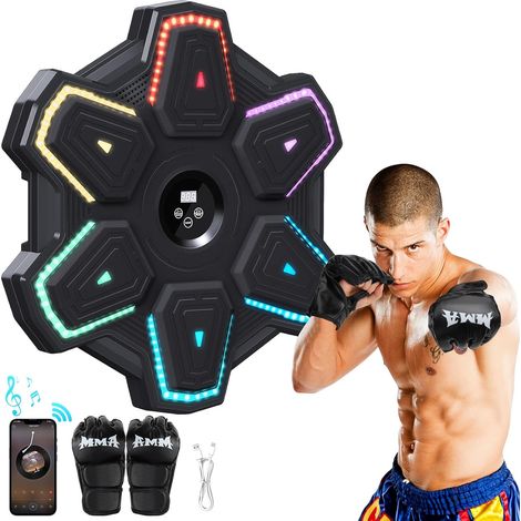 Music Boxing Machine de Boxe Bluetooth avec Musique, Cible Murale LED avec 9 Modes de Vitesse et Mode de comptage, Appareil d'entraînement de Boxe électronique pour entraînement à Domicile, Gym (1/5)
