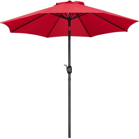 Yaheetech Ombrellone da Giardino Inclinabile con Manovella in Alluminio e Poliestere Impermeabile Anti UV da Esterno Spiaggia Terrazze Bar Balcone ø 270 x 240 cm Rosso