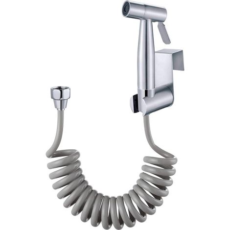 Doccetta per bidet con gancio per serbatoio dell'acqua e tubo flessibile telescopico in ABS lungo 150 cm per sanitari e WC. (1/5)