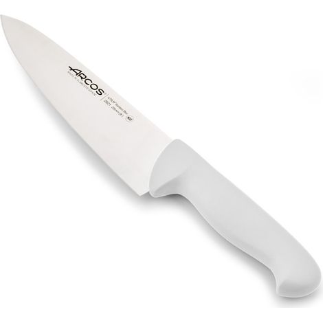 Cuchillo de cocinero Arcos Colour - Prof  292124 de acero inoxidable Nitrum y mango ergonómico de Polipropileno de color blanco y hoja de 20 cm, funda display (1/5)