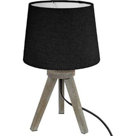 Lampe à Poser Trépied en Bois "Alexis" 31cm Noir