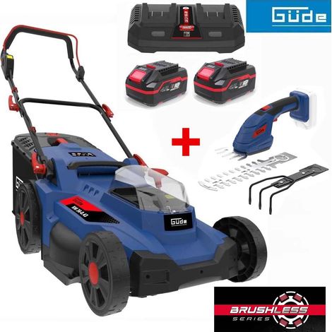 GÜDE Akku Rasenmäher RM 36/43 mit 2 x Akku 4.0 Ah, Gras + Strauchschere Ladegerät (1/5)