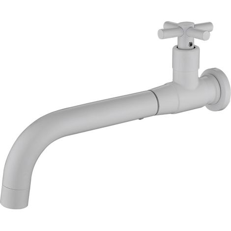 Robinet de lavabo mural (blanc nacré), eau froide, acier inoxydable 304 (1/5)
