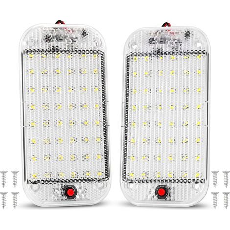 Luz interior de 10 W y 48 LED, iluminación interior brillante universal con interruptor de encendido/apagado para coches, furgonetas, camiones, autocaravanas, barcos, caravanas y casas rodantes de 12  (1/5)