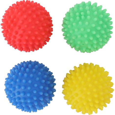 Sèche-linge réutilisable boules anti-plis, rendent le linge plus doux et moelleux, boules en silicone pour séchage rapide, rouge, jaune, bleu, vert, 4 pièces (1/5)