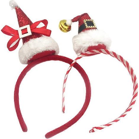 Lot de 2 jolis bandeaux de Noël, adorables serre-têtes, accessoires de fête pour banquet et festival-1914CM-Red