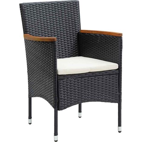 Maison Exclusive - Garten-Essstühle 4 Stk. Poly Rattan Schwarz (1/5)