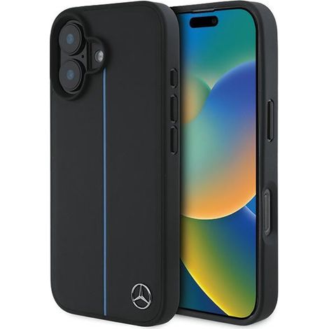 Funda de cuero negra MagSafe Mercedes para iPhone 16 (1/5)