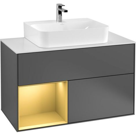 V&B Waschtischunterschrank Finion 100, Pl bla m, Reg li gol m, Anthrac. m (1/2)