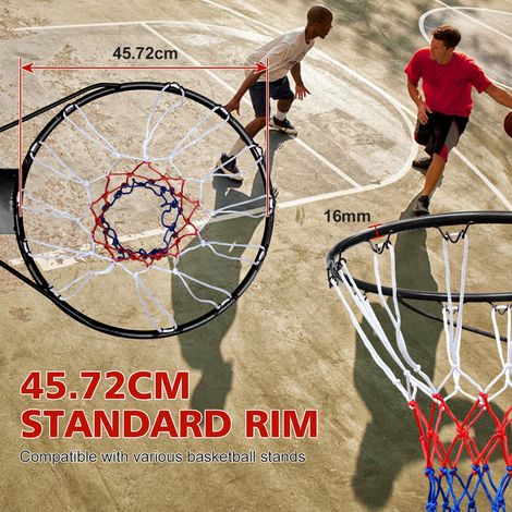Panier de basketball de remplacement 45.72cm, cercle mural flexible robuste avec filet, compatible avec panneaux au sol et muraux, usage intérieur/extérieur (Noir) (1/5)