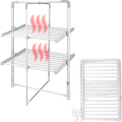 Fishtec – Sèche-serviette électrique pliable 20 barres chauffantes – Surface d'étendage 11,6 m – Température 45°C – Aluminium et polypropylène – Puissance 200W (1/5)