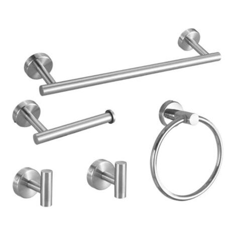5-teiliges Badezimmer-Hardware-Set, Handtuchstangen-Set aus gebürstetem Edelstahl, 40 cm Badezimmer-Zubehör-Set zur Wandmontage (1/5)
