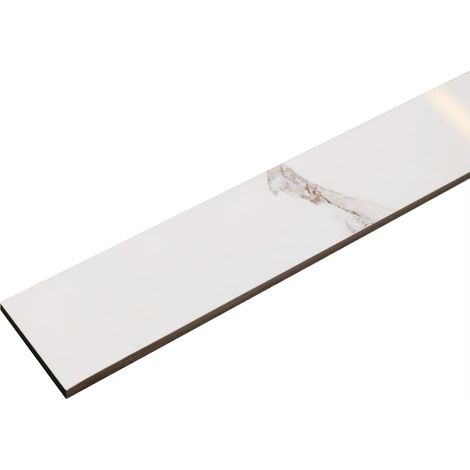 Ilcom battiscopa in ceramica 120cm × 7cm, spessore 0.9 cm, smussato e colorato - Torrence white