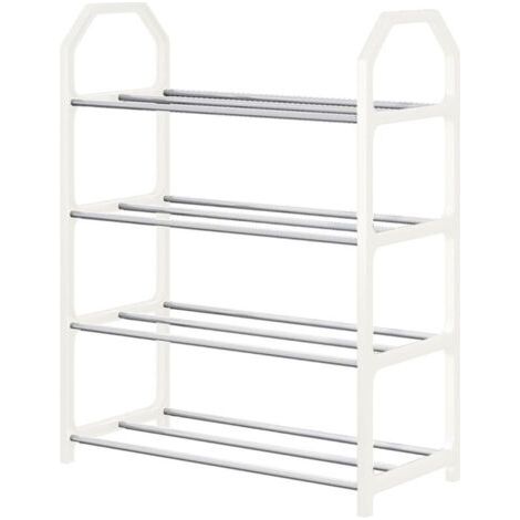 Étagère Chaussures 4 Niveaux, Métal, Empilable, 12-16 Paires, Entrée/Dressing