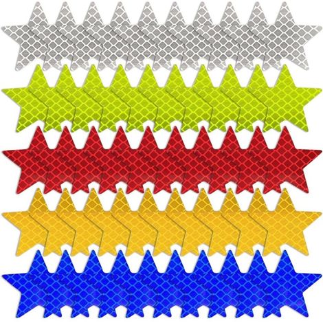 50 Reflective Star Stickers, Night Safety Warning Stickers, Waterproof Stickers, Can Be Used For Cars, Bicycles, Motorcycles, Helmets, Etc. (1/5)