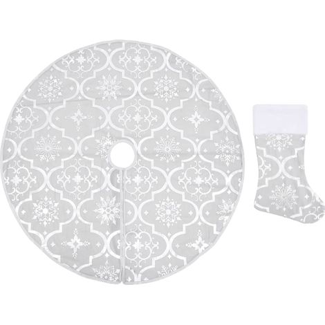 Jupe de sapin de Noël de luxe avec chaussette Blanc 90 cm Tissu (1/5)