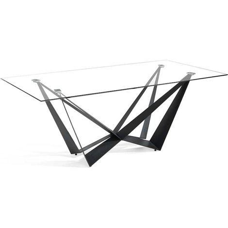 Mesa fija rectangular de vidrio templado Angela, 200 x 100 x 76 cm (ancho x ancho x alto) (1/4)