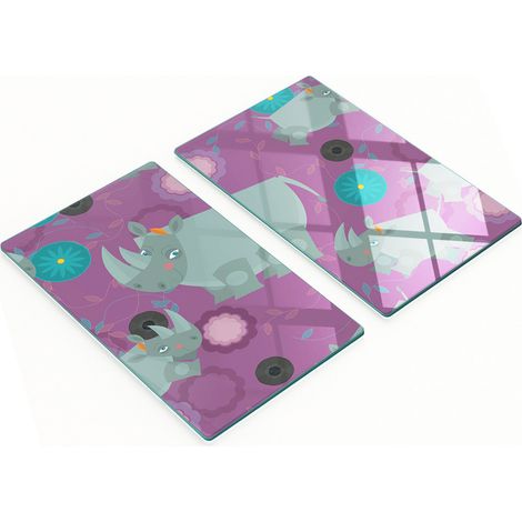 Tablas de cortar decorativas de cristal para cocina con estampado de rinoceronte, 2 x 30 x 52 cm.