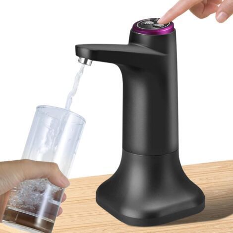 Elektrischer Wasserspender mit Doppelfunktion, Standfuß, automatische Trinkwasserflaschenpumpe mit universellem USB-Anschluss für Camping, Büro und Zuhause (Schwarz) (1/5)