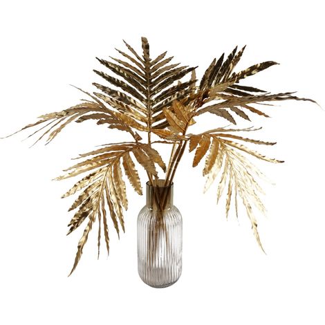 80cm Artificial Gold Palm Leaves Gold Ombre Glass Vase (1/3)
